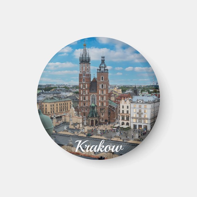 Krakauer Stadtzentrum von oben in Polen Magnet (Vorne)