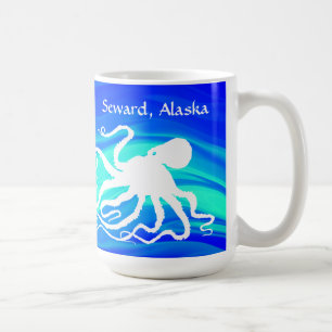 Krake 6 auf blauem Grün, Seward - 15 Unze. Tasse
