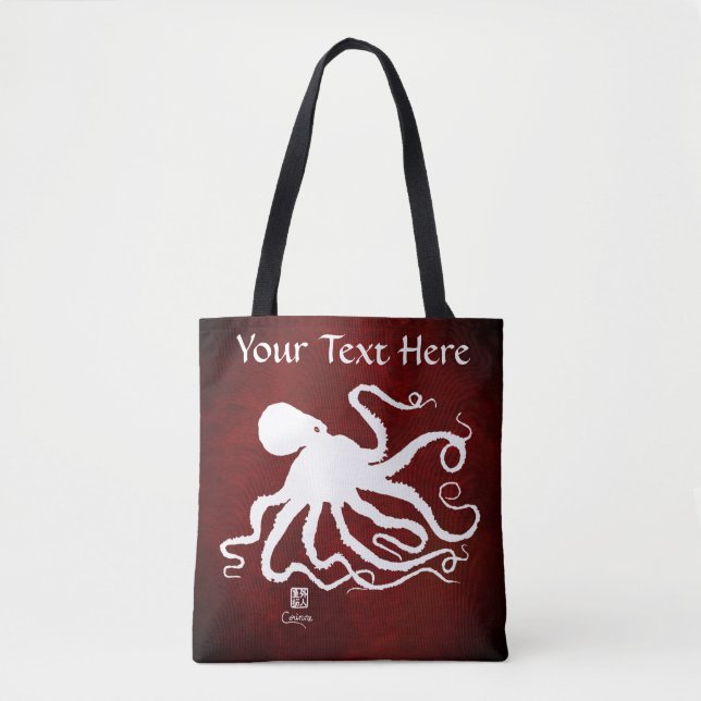 Krake 6 auf Rot - mittlere Taschen-Tasche Tasche (Vorderseite)