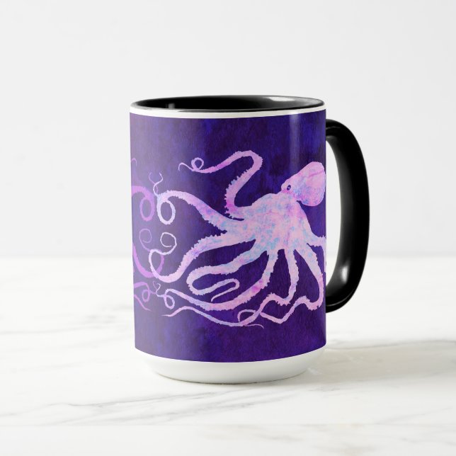 Krake 6 in hellrosa - 15 Unze. Kombinierte Tasse (VorderseiteRechts)