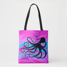 Krake auf rosa u. Blau - Taschen-Tasche Tasche
