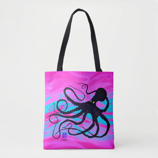 Krake auf rosa u. Blau - Taschen-Tasche Tasche (Vorderseite)
