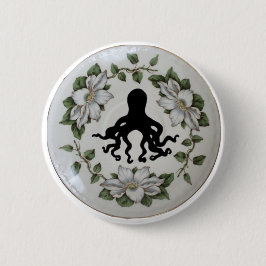 Krake in einem Teacup-Button-Abzeichen-Knopf Button