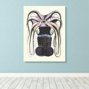 Krake oder Riesenkalmar, altes Meeresleben Tier Leinwanddruck