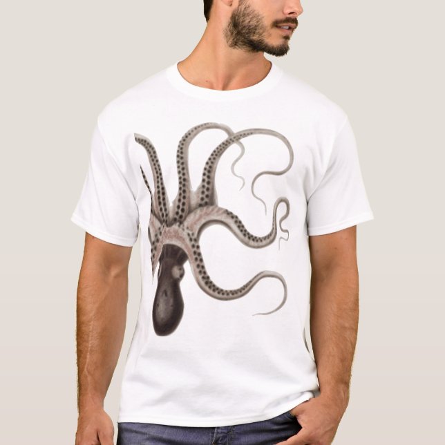 Krake Schwarzweiss T-Shirt (Vorderseite)