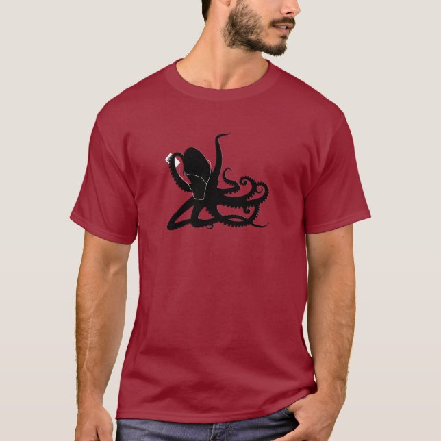 Krake Sillouette MP3 Adverisement Parodie T-Shirt (Vorderseite)