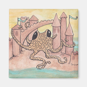 Krake u. Sandcastle Magnet