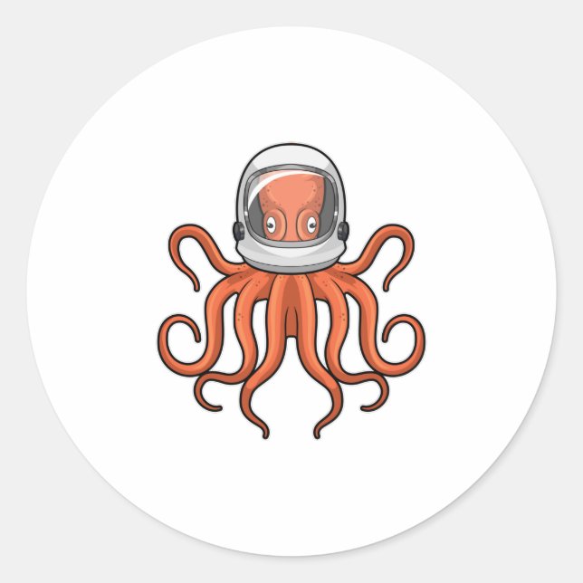 Kraken als Astronaut Runder Aufkleber (Vorderseite)
