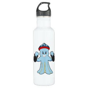 Kraken als Bodybuilder mit Dumbells Edelstahlflasche