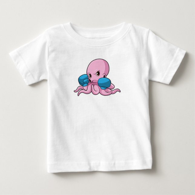 Kraken als Boxer mit Boxhandschuhen Baby T-shirt (Vorderseite)