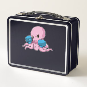 Kraken als Boxer mit Boxhandschuhen Metall Brotdose