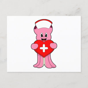 Kraken als Krankenschwester mit Herz Postkarte