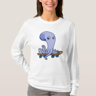 Kraken als Skater mit Skateboard T-Shirt