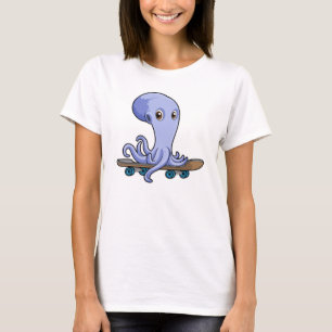 Kraken als Skater mit Skateboard T-Shirt