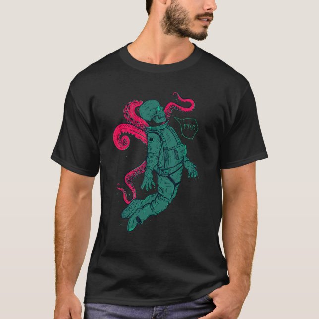 Kraken Astronauten Weltraum Kratopus Tentacle auf  T-Shirt (Vorderseite)