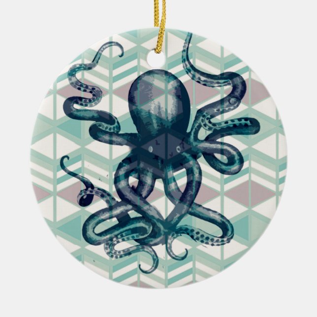 kraken aztekische Vintage Keramikornament (Vorne)