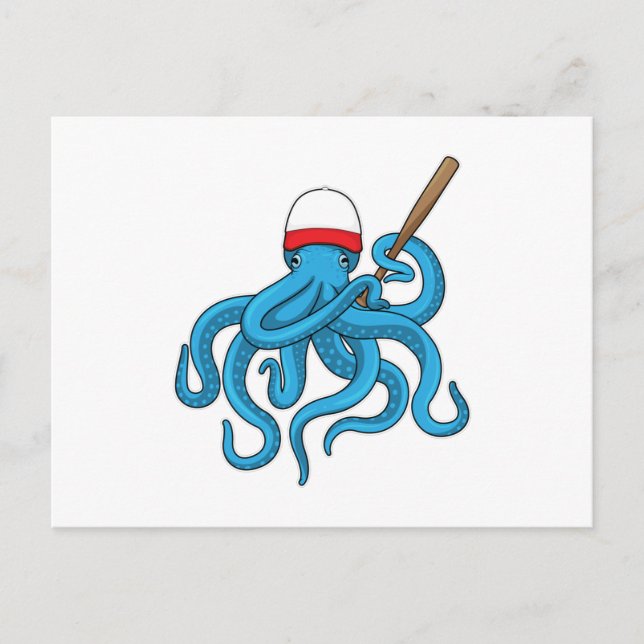 Kraken Baseballschläger Baseball Postkarte (Vorderseite)
