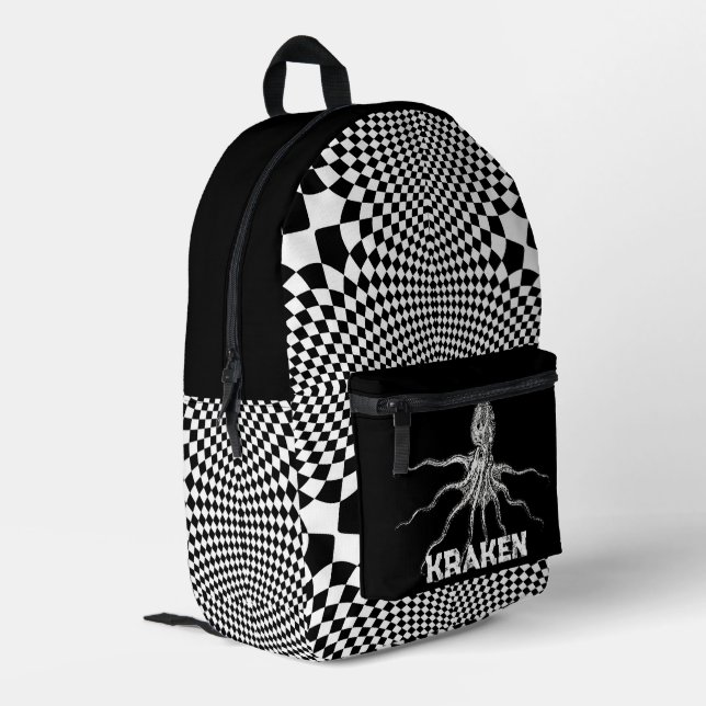 Kraken Bedruckter Rucksack (Rückseitige Ecke links)