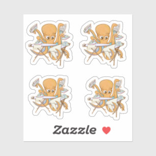 Kraken bügeln, überwältigt von der Arbeit. Aufkleber