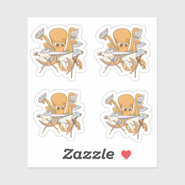 Kraken bügeln, überwältigt von der Arbeit. Aufkleber (Blatt)