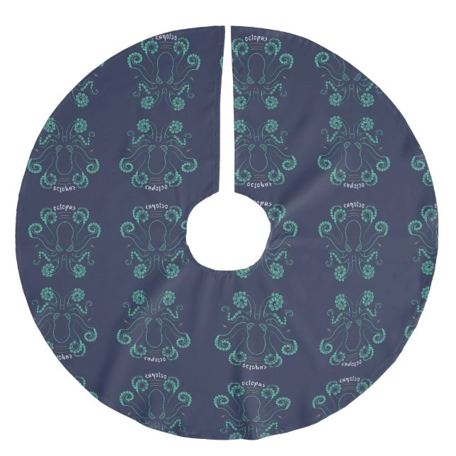 Kraken Cephalopod Tentacles Polyester Weihnachtsbaumdecke (Vorderseite)