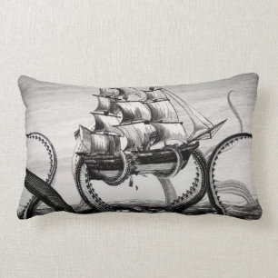 Kraken, das Pirat/Segelschifflumbar-Kissen hält Lendenkissen