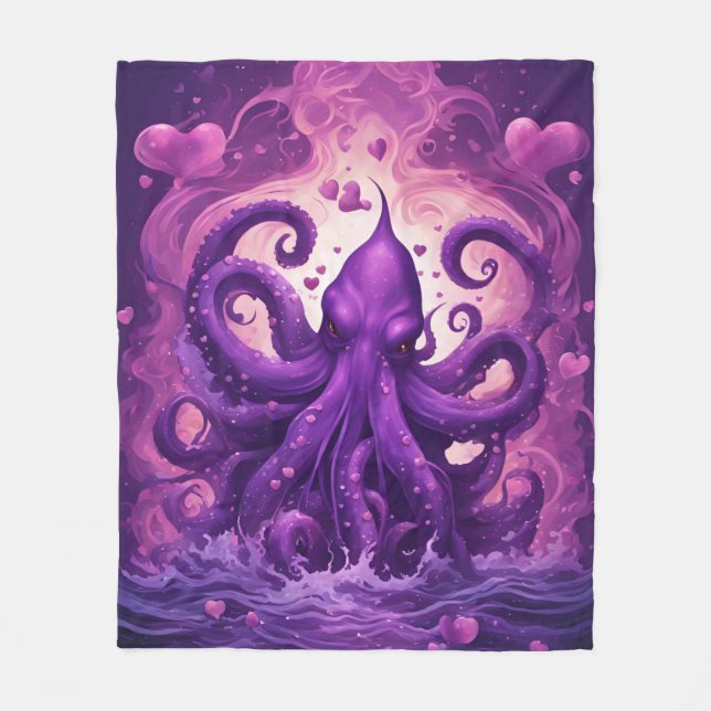 Kraken des Herzens Fleecedecke (Vorderseite)