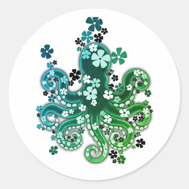 . Kraken-Garten. Runder Aufkleber (Vorderseite)