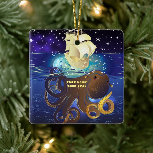 Kraken Groß und Caravella Keramikornament (Baum)