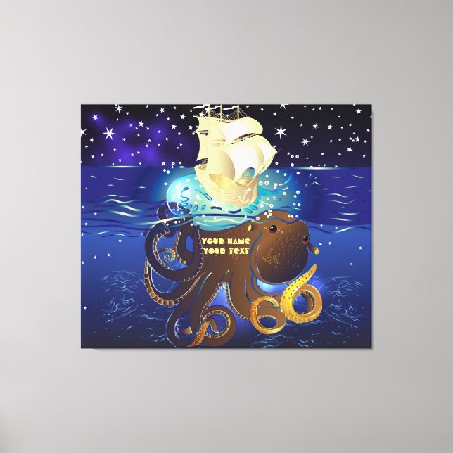 Kraken Groß und Caravella Leinwanddruck (Vorderseite)