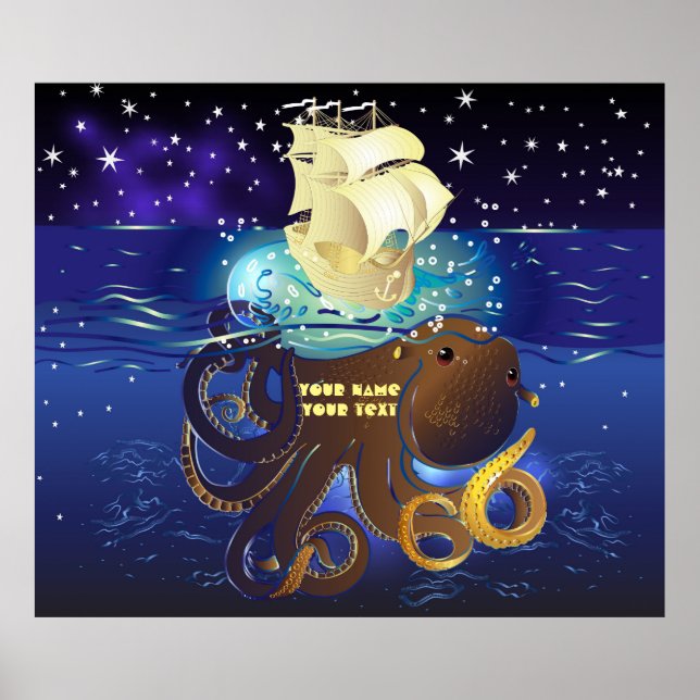 Kraken Groß und Caravella Poster (Vorne)