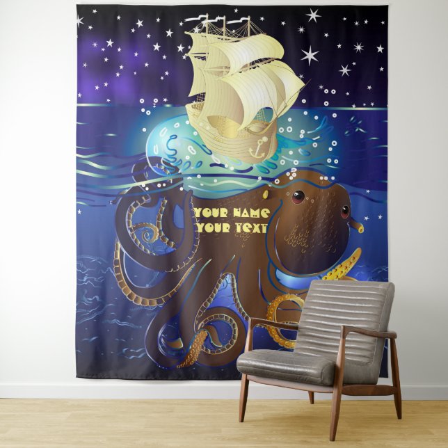 Kraken Groß und Caravella Wandteppich (Beispiel)