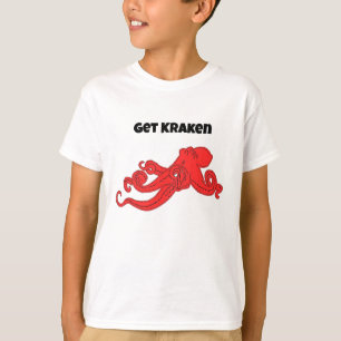 Kraken haben Spaß Retro roter Oktopus Cartoon T-Shirt