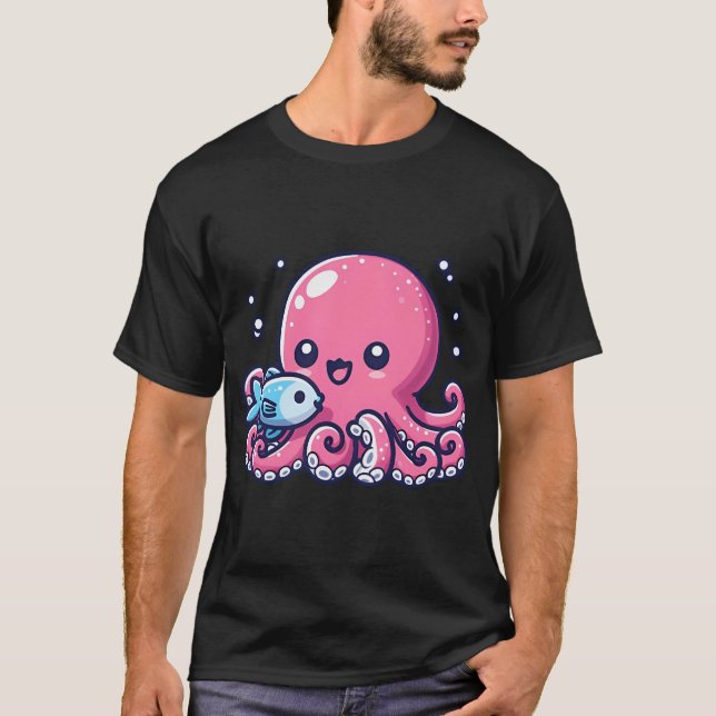 Kraken isst Fisch T-Shirt (Vorderseite)
