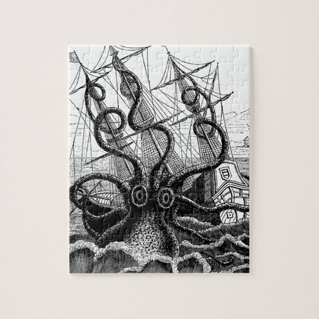 Kraken/Krake Eatting ein Piraten-Schiff, (Vertikal)