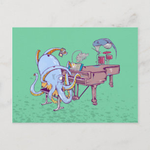Kraken lernen Klavierspielen Postkarte