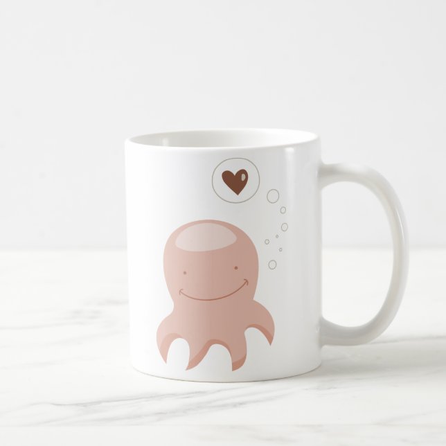 Kraken-Liebe-niedlicher Cartoon romantisch Kaffeetasse (Rechts)