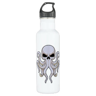 Kraken mit 8 Armen und Schädel Edelstahlflasche