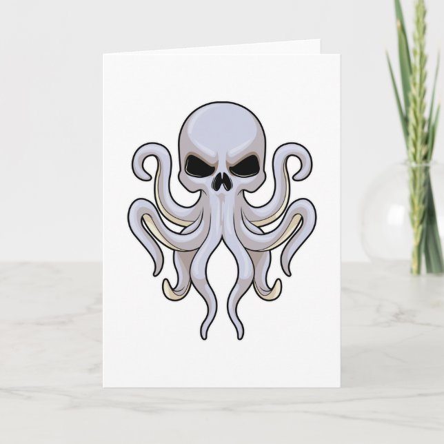 Kraken mit 8 Armen und Schädel Karte (Vorderseite)