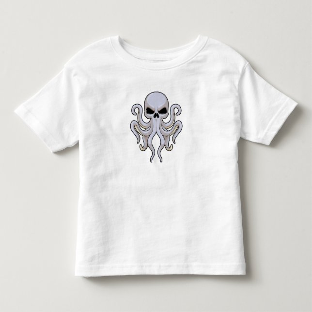 Kraken mit 8 Armen und Schädel Kleinkind T-shirt (Vorderseite)