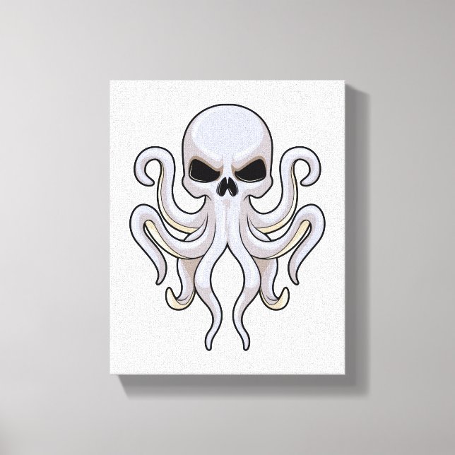 Kraken mit 8 Armen und Schädel Leinwanddruck (Vorderseite)