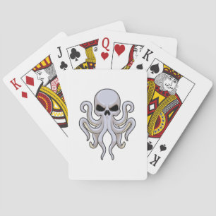 Kraken mit 8 Armen und Schädel Spielkarten