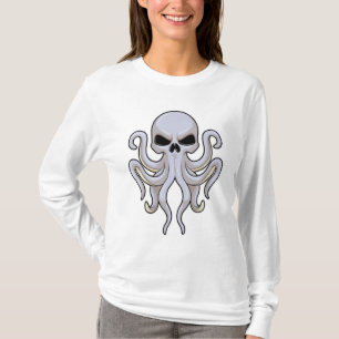 Kraken mit 8 Armen und Schädel T-Shirt