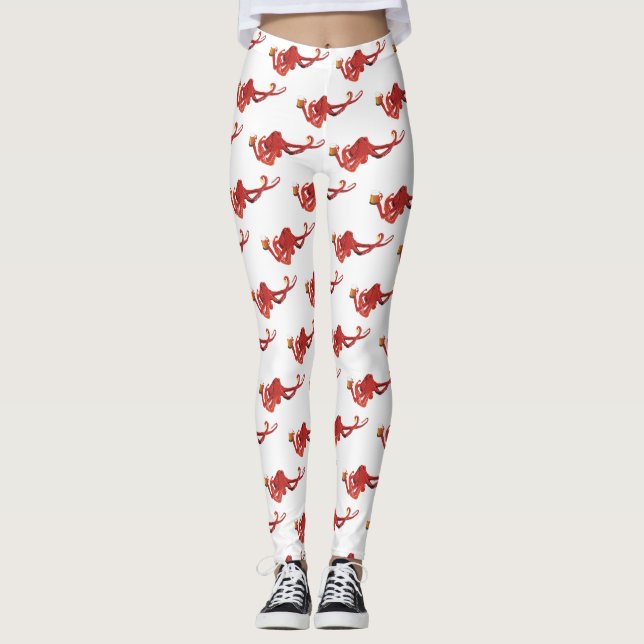 Kraken mit Bier Leggings (Vorderseite)