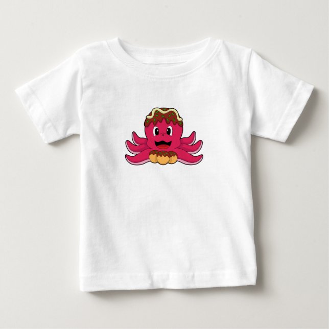 Kraken mit Kuchen Baby T-shirt (Vorderseite)
