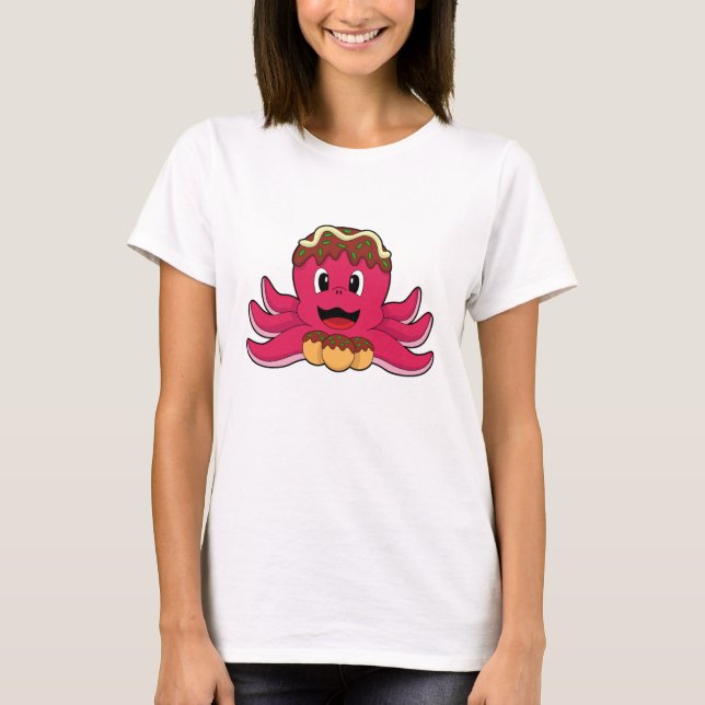 Kraken mit Kuchen T-Shirt (Vorderseite)