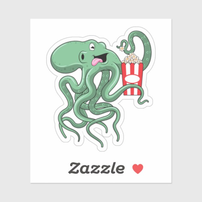 Kraken mit Popcorn Aufkleber (Blatt)