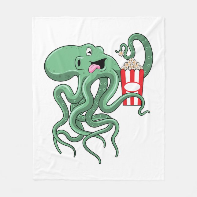 Kraken mit Popcorn Fleecedecke (Vorderseite)