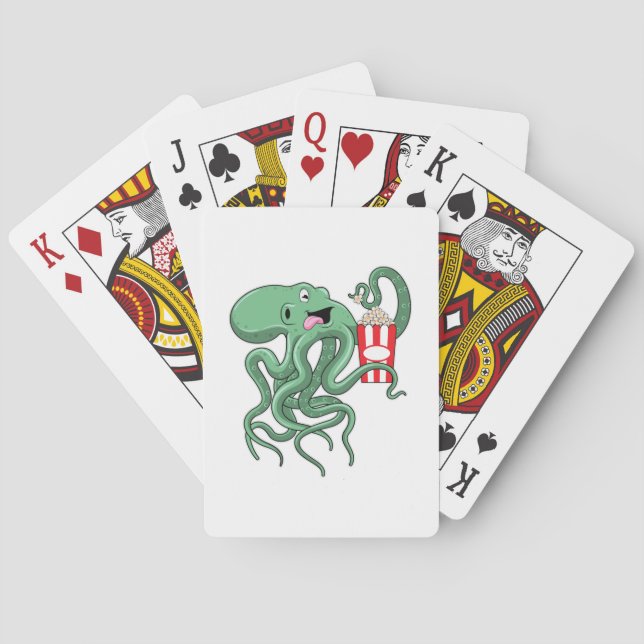 Kraken mit Popcorn Spielkarten (Rückseite)