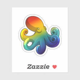 Kraken mit Regenbogen Aufkleber